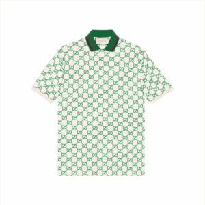GUCCI GG STRETCH COTTON POLO IN OFF-WHITE AND GREEN – GGS007
