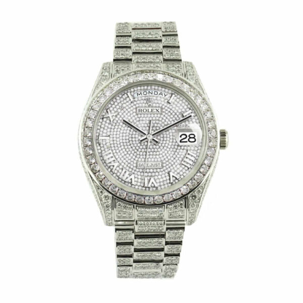 Photo of Rolex Datejust Baguette II White Gold Iced Out Diamond Dial 116300 Replica